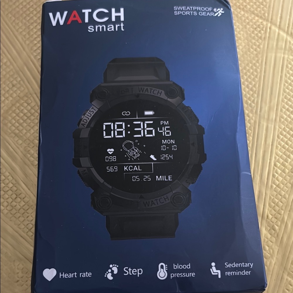 Black Smartwatch with Rugged Design and Multi-Function Display